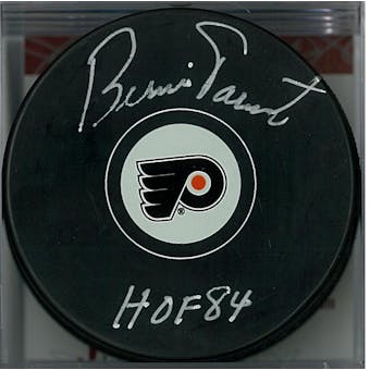 Bernie Parent Autographed Philadelphia Flyers Puck HOF 84 (JSA COA)