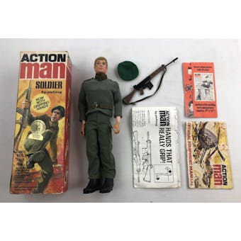 Action Man Soldier Figure with Original Box (Green Beret Uniform, cloth beret)
