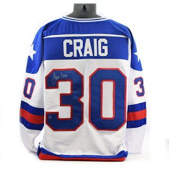 Jim Craig Autographed USA Miracle on Ice 1980 Lake Placid Olympics White Hockey Jersey (DA COA)
