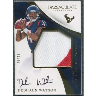 2017 Immaculate Collection #1 Deshaun Watson Rookie Patch Auto #28/49