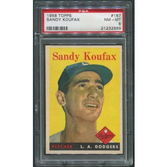 1958 Topps Baseball #187 Sandy Koufax PSA 8 (NM-MT)