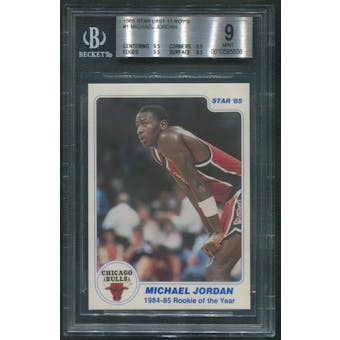 1985 Star Basketball #1 Michael Jordan Last 11 ROY's BGS 9 (MINT)