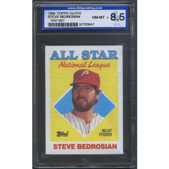 1988 Topps Cloth Baseball Steve Bedrosian ISA 8.5 (NM-MT+) *3047 (Test Set)