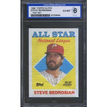 1988 Topps Cloth Baseball Steve Bedrosian ISA 6 (EX-MT) *3049 (Test Set)