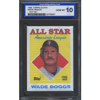1988 Topps Cloth Baseball Wade Boggs ISA 10 (GEM MINT) *3067 (Test Set)