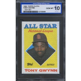 1988 Topps Cloth Baseball Tony Gwynn ISA 10 (GEM MINT) *3069 (Test Set)