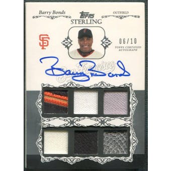 2006 Topps Sterling #BB Barry Bonds Six Relics Patch Auto #06/10