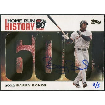 2006 Topps Update #BB600 Barry Bonds Barry Bonds Home Run History Auto #4/5
