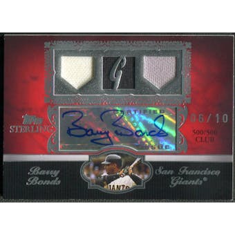 2007 Topps Sterling #SMA1 Barry Bonds Triple Relic Jersey Auto #06/10