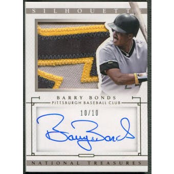 2014 Panini National Treasures #43 Barry Bonds Silhouette Gold Patch Auto #10/10