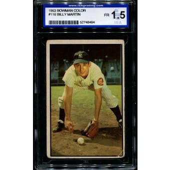 1953 Bowman Color Baseball #118 Billy Martin ISA 1.5 (FR) *8484