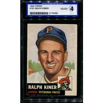 1953 Topps Baseball #191 Ralph Kiner ISA 4 (VG-EX) *8486