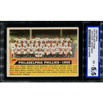 1956 Topps Baseball #72 Philadelphia Phillies Team (With Date) ISA 5.5 (EX+) *8489