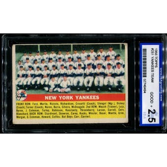 1956 Topps Baseball #251 New York Yankees Team ISA 2.5 (GOOD+) *8494
