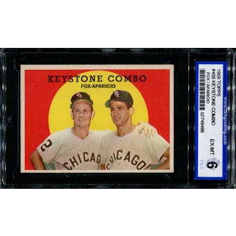 1959 Topps Baseball #408 Keystone Combo (Fox-Apparicio) ISA 6 (EX-MT) *8498