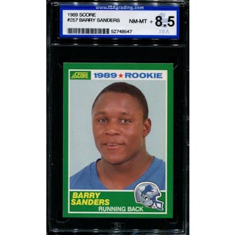 1989 Score Football #257 Barry Sanders Rookie ISA 8.5 (NM-MT+) *8547