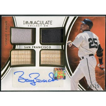 2016 Immaculate Collection #1 Barry Bonds Immaculate Quad Jersey Bat Auto #16/25