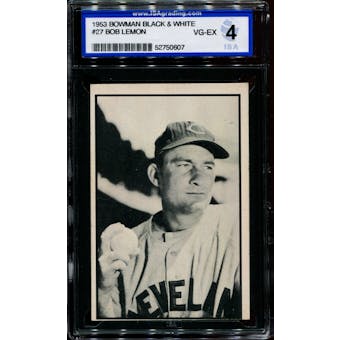 1953 Bowman Black & White Baseball #27 Bob Lemon ISA 4 (VG-EX) *0607
