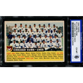 1956 Topps Baseball #11 Chicago Cubs Team (With Date) ISA 6 (EX-MT) *0649