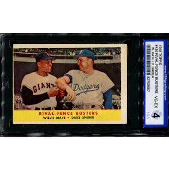 1958 Topps Baseball #436 Rival Fence Busters (Mays - Snider) ISA 4 (VG-EX) *0657