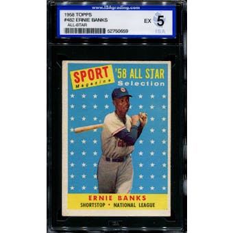 1958 Topps Baseball #482 Ernie Banks All Star ISA 5 (EX) *0659