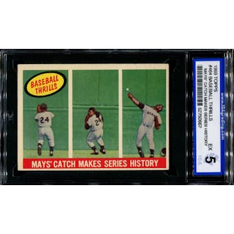 1959 Topps Baseball #464 Willie Mays' Catch Makes Series History ISA 5 (EX) *0667