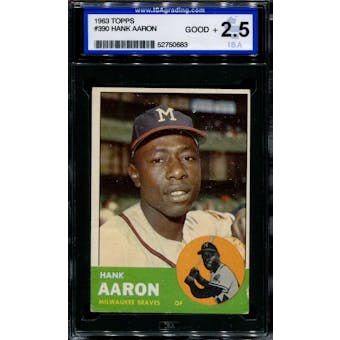 1963 Topps Baseball #390 Hank Aaron ISA 2.5 (GOOD+) *0683