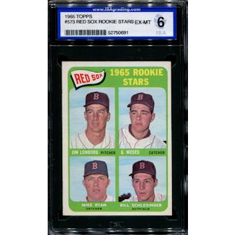 1965 Topps Baseball #573 Red Sox Rookie Stars (Jim Lonborg) ISA 6 (EX-MT) *0691