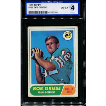 1968 Topps Football #196 Bob Griese Rookie ISA 4 (VG-EX) *0761