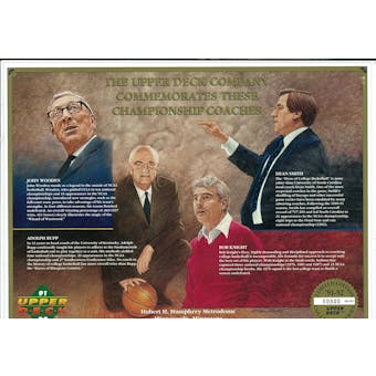 1991/92 Upper Deck Commemorative Basketball Coaches Sheet Knight/Wooden/Rupp/Smith