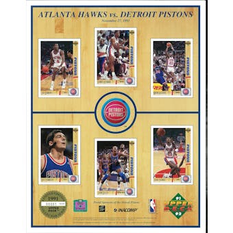 1991/92 Upper Deck Commemorative Detroit Pistons Sheet Rodman/Thomas/Dumars