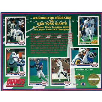 1991 Upper Deck New York Giants Super Bowl XXV Commemorative Sheet