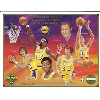 1991/92 Upper Deck Commemorative Sheet "UD Remembers the 71/72 World Champion" Lakers