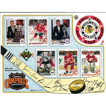 1991 Upper Deck NHL All-Star Game Commemorative Sheet Gretzky/Chelios/Hull 1 of 2
