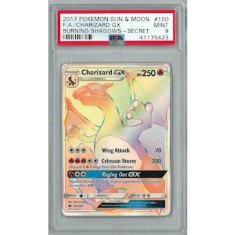 Pokemon SM Burning Shadows Charizard GX Rainbow Secret 150/147 PSA 9