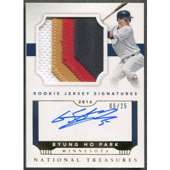 2016 Panini National Treasures #RJSVBHP Byung-ho Park Gold Rookie Patch Auto #06/25