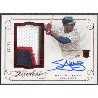 2016 Panini Flawless #RPAMS Miguel Sano Ruby Rookie Patch Auto #02/20