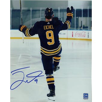 Jack Eichel Autographed #9 Buffalo Sabres 8x10 Blue Jersey Photo