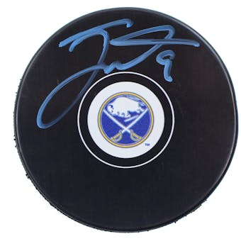 Jack Eichel Autographed #9 Buffalo Sabres Ice Blue Hockey Puck