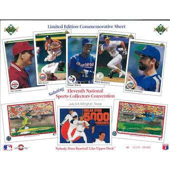 1990 Upper Deck 11th National Sports Collectors Convention Commemorative Sheet (Lot of 10)