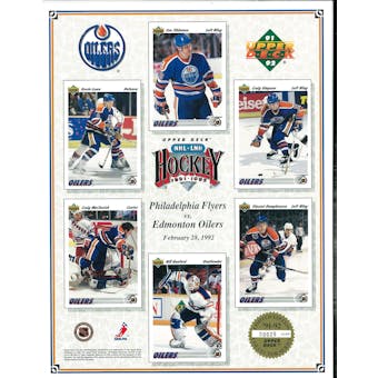 1991/92 Upper Deck Edmonton Oilers Commemorative Sheet Damphousse/Ranford