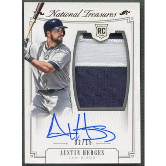 2015 Panini National Treasures #203 Austin Hedges Gold Rookie Patch Auto #02/15