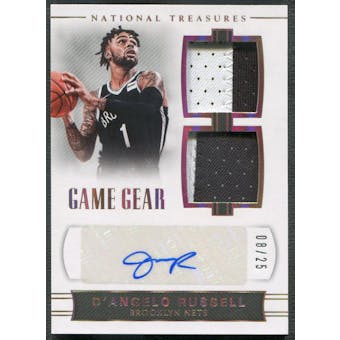 2017/18 Panini National Treasures #GDDRS D'Angelo Russell Game Gear Patch Auto #08/25