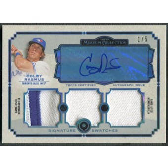 2013 Topps Museum Collection #CR Colby Rasmus Platinum Triple Jersey Auto #1/5