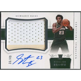 2017/18 Panini National Treasures #140 Sterling Brown Horizontal Rookie Patch Auto #36/49