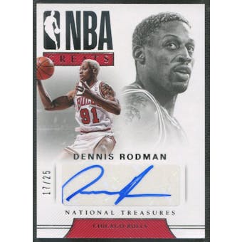2017/18 Panini National Treasures #GSDRM Dennis Rodman NBA Greats Signatures Auto #17/25