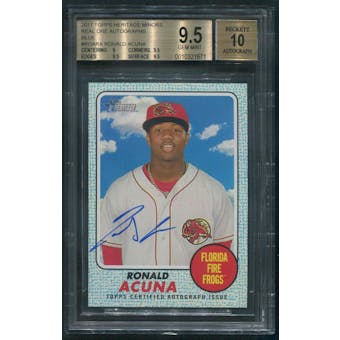 2017 Topps Heritage Minors #ROARA Ronald Acuna Blue Real One Rookie Auto #73/75 BGS 9.5 (GEM MINT)