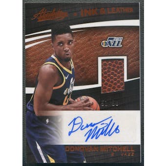 2017/18 Absolute Memorabilia #17 Donovan Mitchell Ink and Leather Rookie Ball Auto #51/99