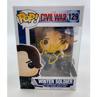 Marvel Civil War Winter Soldier Funko POP Autographed by Sebastian Stan