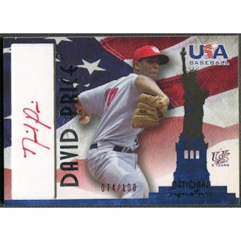 2005 USA Baseball National Team #A7 David Price Red Rookie Auto #074/100